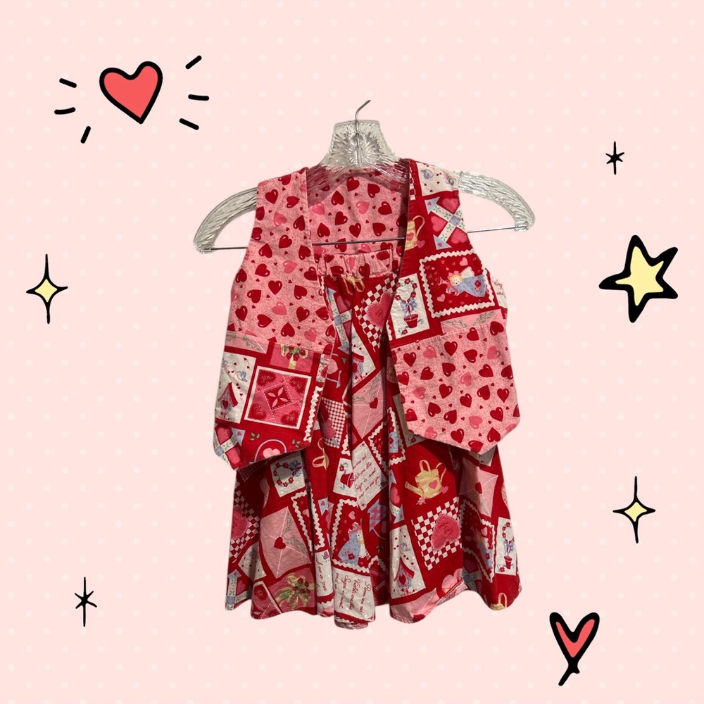 Vintage girl’s Valentine skirt with matching reversible vest